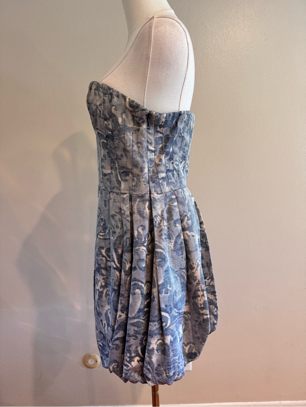 Joie Strapless Cotton Silk Bubble Hem Mini Dress Size M - Picture 5 of 12